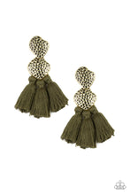 Load image into Gallery viewer, Tenacious Tassel - Green Post Earrings