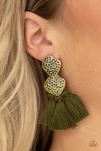 Load image into Gallery viewer, Tenacious Tassel - Green Post Earrings