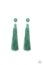 Load image into Gallery viewer, Tightrope Tassel - Green Post Earrings