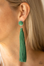 Load image into Gallery viewer, Tightrope Tassel - Green Post Earrings