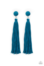 Load image into Gallery viewer, Tightrope Tassel - Blue Post Earrings