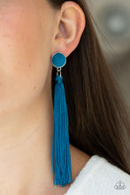 Load image into Gallery viewer, Tightrope Tassel - Blue Post Earrings