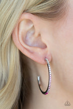 Load image into Gallery viewer, Rhinestone Revamp - Pink Hoop Earrings