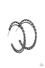 Load image into Gallery viewer, Retro Twist - Black Gunmetal Hoop Earrings