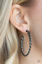 Load image into Gallery viewer, Retro Twist - Black Gunmetal Hoop Earrings