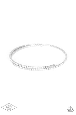Sleek Sparkle - White Coil Bracelet