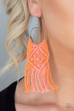 Load image into Gallery viewer, Macrame Rainbow - Orange Earrings