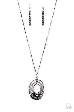 Dizzying Decor - Black Gunmetal Necklace