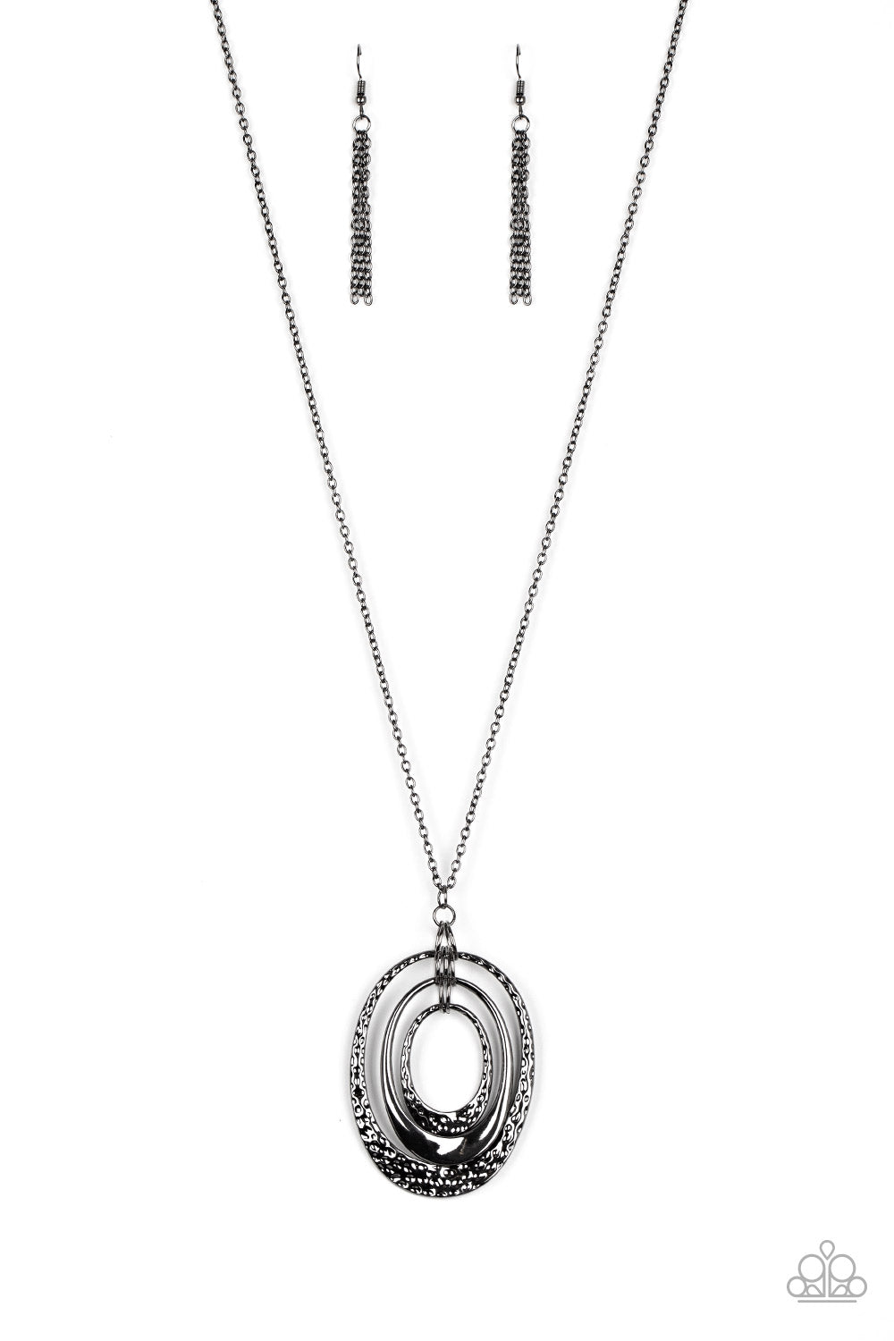Dizzying Decor - Black Gunmetal Necklace