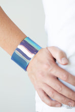 Load image into Gallery viewer, Holographic Aura - Blue Cuff Bracelet