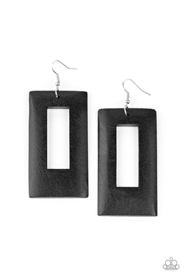 Totally Framed - Black Earrings