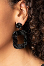Load image into Gallery viewer, Beaded Bella - Black Post Earrings