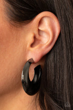 Load image into Gallery viewer, Chic CRESCENTO - Black Gunmetal Hoop Earrings