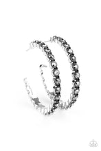 Load image into Gallery viewer, Rhinestone Studded Sass - Silver Hoop Earrings