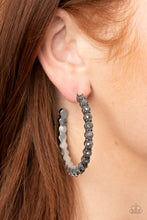 Load image into Gallery viewer, Rhinestone Studded Sass - Silver Hoop Earrings