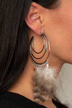 Load image into Gallery viewer, Freely Free Bird - Brown Hoop Earrings