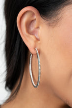 Load image into Gallery viewer, Marquee Magic - White Hoop Earrings