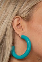 Load image into Gallery viewer, I WOOD Walk 500 Miles - Blue Hoop Earrings