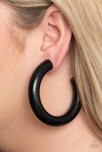 Load image into Gallery viewer, I WOOD Walk 500 Miles - Black Hoop Earrings