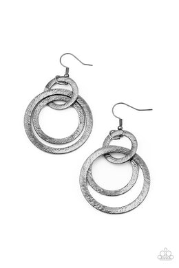 Distractingly Dizzy - Black Gunmetal Earrings