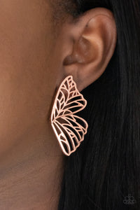 Butterfly Frills - Copper Post Earrings