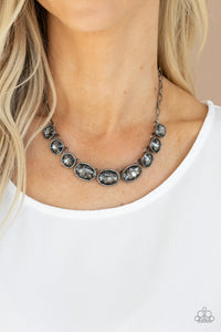 Gorgeously Glacial - Black Gunmetal Necklace