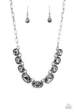 Gorgeously Glacial - Black Gunmetal Necklace