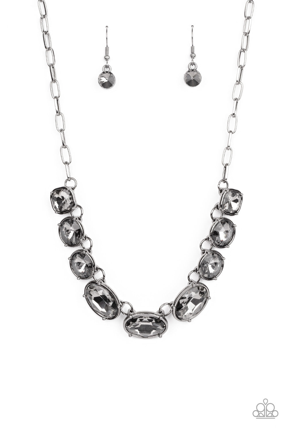 Gorgeously Glacial - Black Gunmetal Necklace