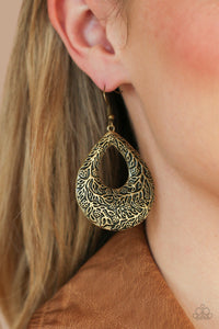 Flirtatiously Flourishing - Brass Earrings