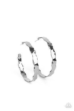 Exhilarated Edge - Black Gunmetal Hoop Earrings