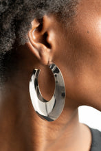 Load image into Gallery viewer, Going OVAL-board - Silver Hoop Earrings
