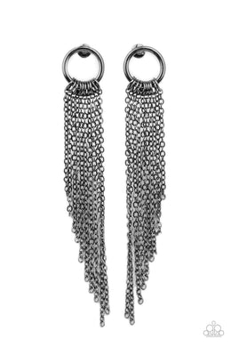 Divinely Dipping - Black Gunmetal Post Earrings