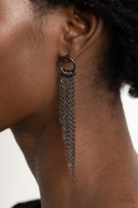 Divinely Dipping - Black Gunmetal Post Earrings