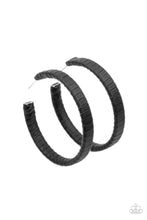 Load image into Gallery viewer, Leather-Clad Legend - Black Hoop Earrings