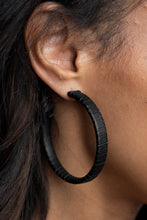 Load image into Gallery viewer, Leather-Clad Legend - Black Hoop Earrings