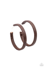 Load image into Gallery viewer, Leather-Clad Legend - Brown Hoop Earrings