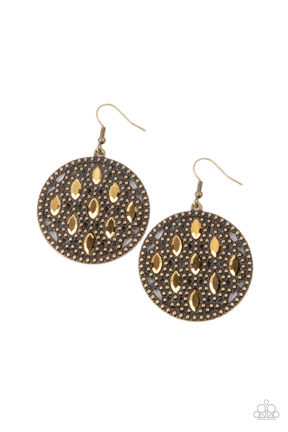 Medallion Stallion - Brass Earrings
