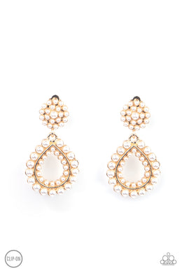 Discerning Droplets - Gold Clip-On Earrings
