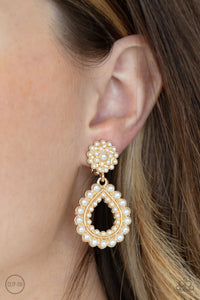 Discerning Droplets - Gold Clip-On Earrings