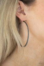 Load image into Gallery viewer, Resist The Twist - Black Gunmetal Hoop Earrings