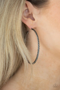 Resist The Twist - Black Gunmetal Hoop Earrings