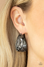 Load image into Gallery viewer, Badlands and Bellbottoms - Black Gunmetal Hoop Earrings