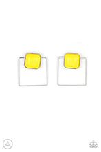 Load image into Gallery viewer, FLAIR and Square - Yellow Double-Sided Post Earrings