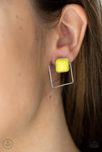 Load image into Gallery viewer, FLAIR and Square - Yellow Double-Sided Post Earrings