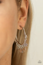 Load image into Gallery viewer, Happy Independence Day - Silver Hoop Earrings