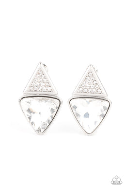 Risky Razzle - White Post Earrings