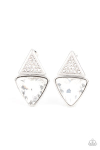 Risky Razzle - White Post Earrings