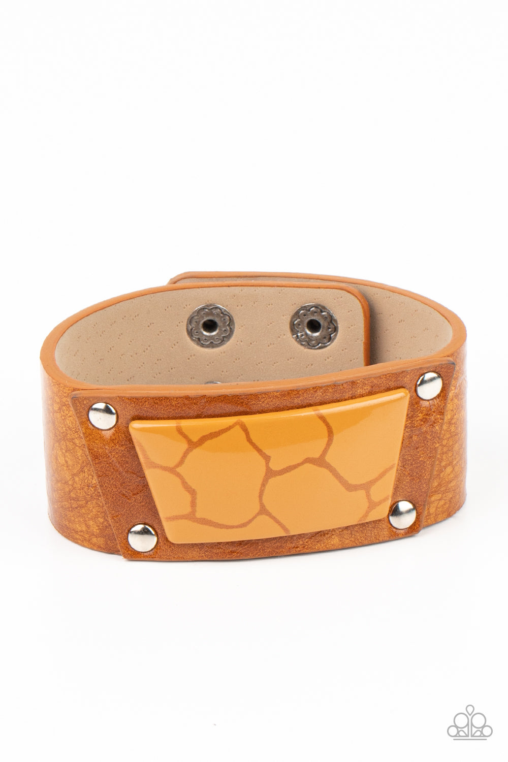 Geo Glamper - Brown Snap Bracelet