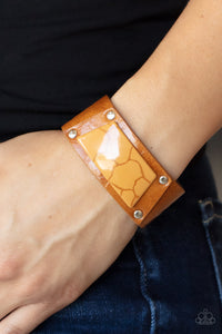 Geo Glamper - Brown Snap Bracelet