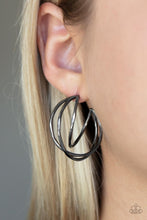 Load image into Gallery viewer, City Contour - Black Gunmetal Hoop Earrings